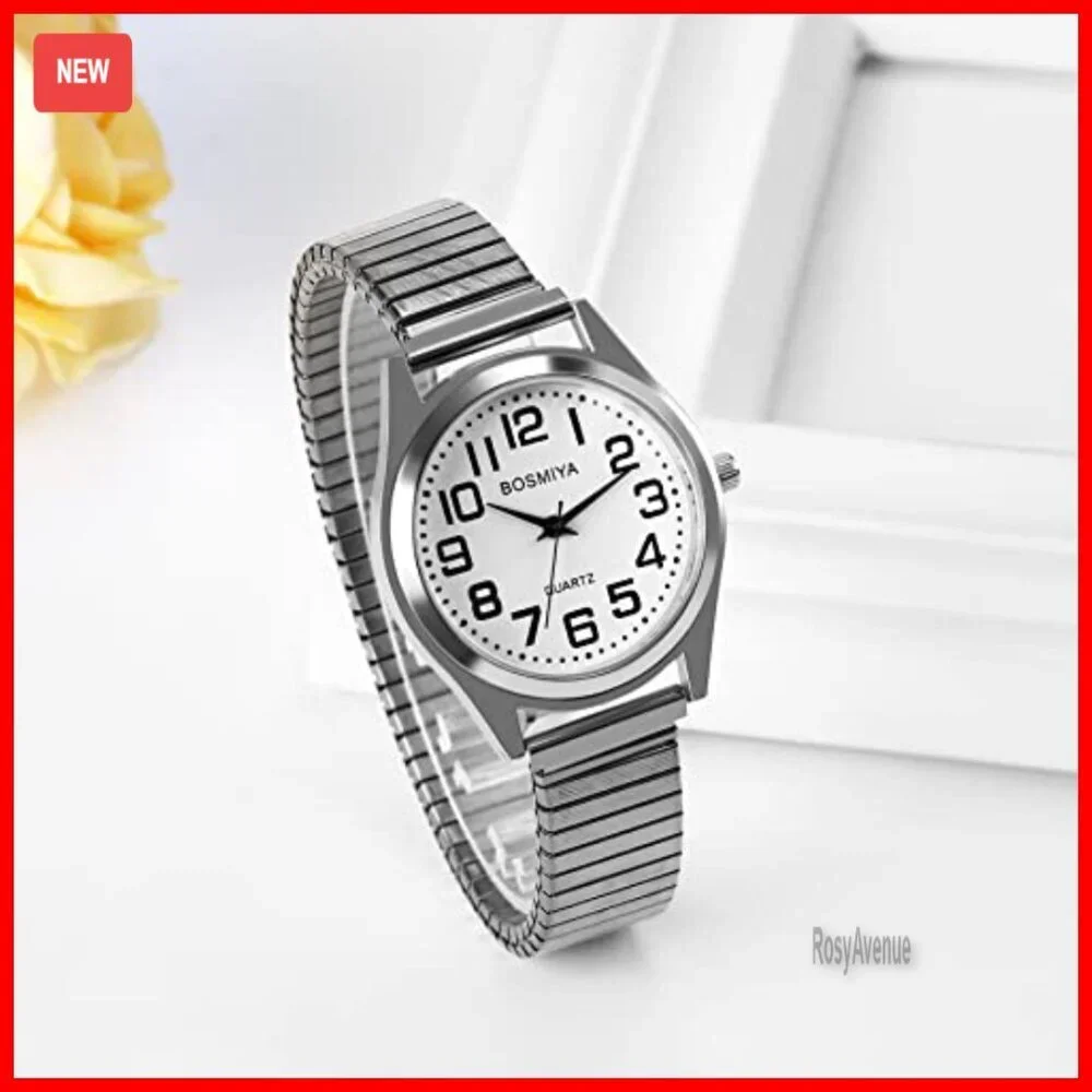 Men's Gold/Silver Tone Quartz Watch with Elastic Band Easy Reader Dial